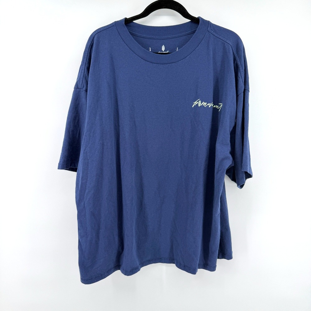 FP Movement Tackle Graphic Back Print L Blue Womens Oversized Activewear Tee
